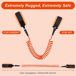 AOMIG Anti Lost Safety Wrist Link Belt, 2.5M Wrist Reins for Toddlers, Baby Reins Toddler Reins for Walking & Travel, Toddler Wrist Strap for Walking (Orange)