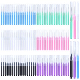 120 Pcs Micro Eyebrow Brush, Eyebrow Spoolie Brow Lamination Brush Eyelash Comb Brush with Cap Multifunctional Interdental Brushes for Braces, Portable Brow Brushes for Eyelash Extensions Tool