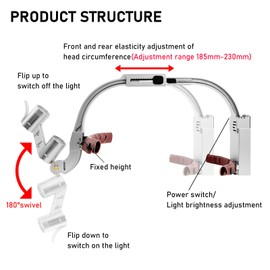 YYING Dental Loupes with Light 3.5X420mm Magnifying Glass, Binoculars Angle Adjustable Head Loupes with LED Light, Aluminum Box Silver