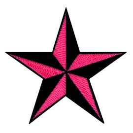 Pink Nautical Star Embroidered Iron-On Patch Naval Compass Symbol Emblem