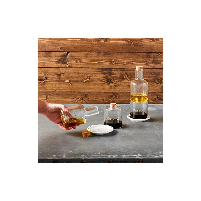 Mud Pie Stacked Oil and Vinegar Set, Glass, 9 1/2"