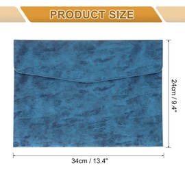 uxcell PU Leather File Folders, A4 Envelope Folder File Document Storage Bag Portable File Folder Organizer Case with Button Closure for Office Business(Blue)