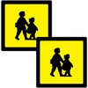2 x School Children Crossing Printed Vinyl Sticker 210mm sq
