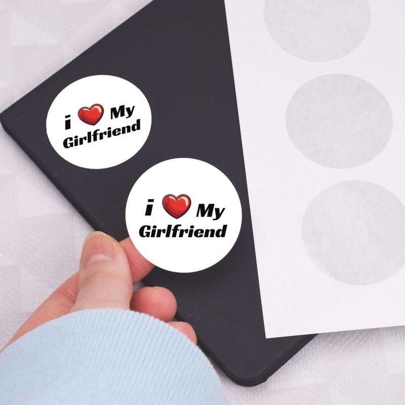 24 x 40mm Round 'I Love My Girlfriend' Stickers (SK00070610)
