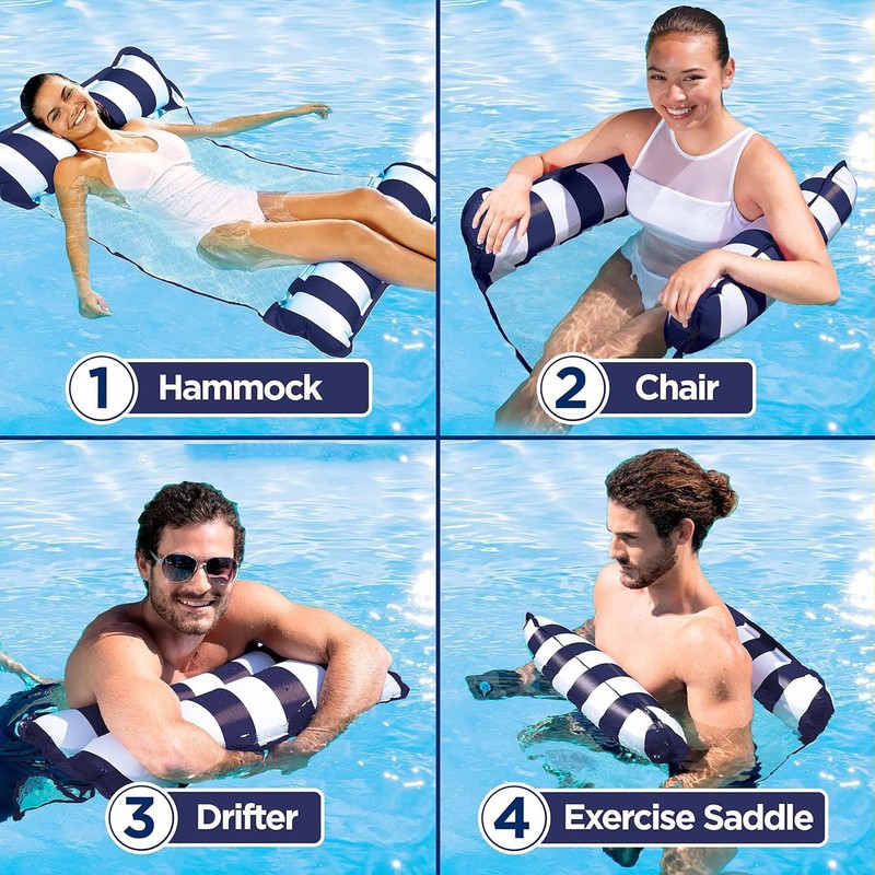 2 Pack - DxZephious Aquatic 4-in-1 Hammock Pool Float &