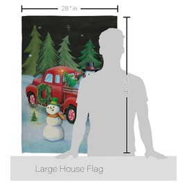 Breeze Decor Picking Christmas Tree House Flag Winter Santa Marry Xmas Present Reindeer Season Wintertime Snow Decoration Banner Small Garden Yard Gift Double-Sided, Made in USA