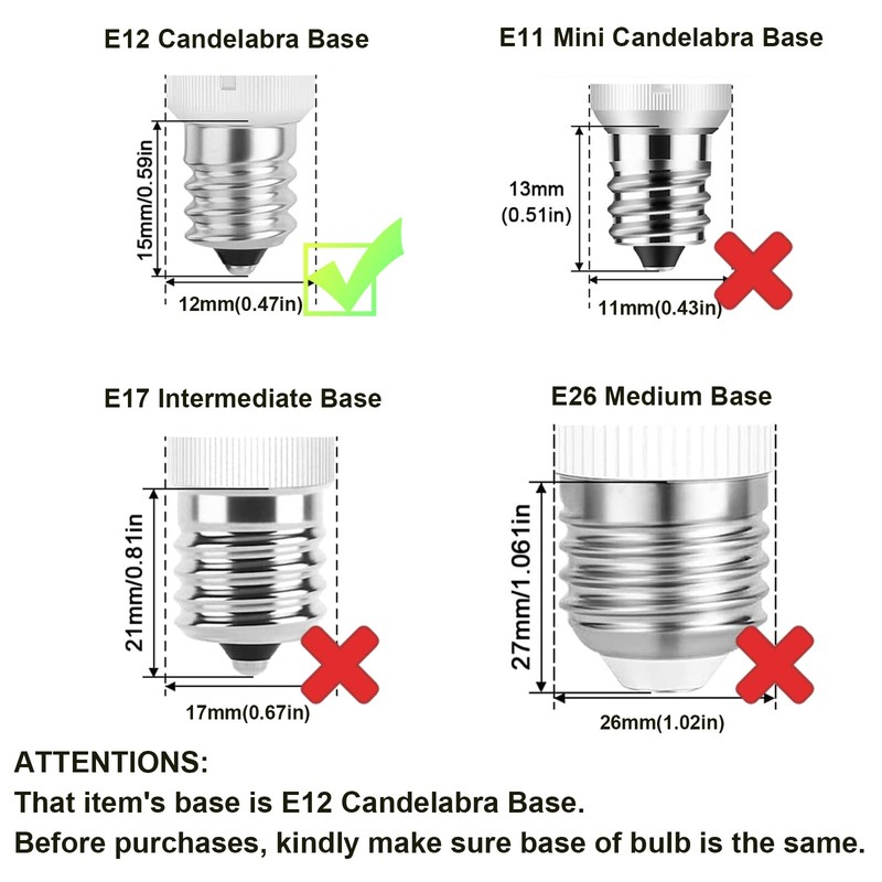 E12 LED Bulb Dimmable 7W Equivalent to E12 Candelabra Bulb