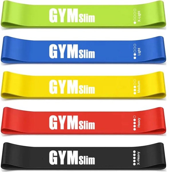 GYMslim Resistance Bands Set, 5 Exercise Loop Band With 5