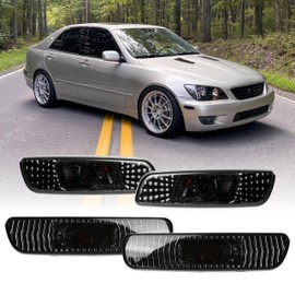 USR 00-05 IS 300 Side Marker Lights Sets - Combo Front + Rear Bumper Sidemarker Lamps (4 Pieces – Left & Right) - Compatible with 2000-2005 Lexus IS200 / IS300 (Smoke Lens, Plug & Play Ready)
