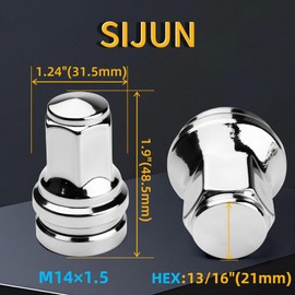 SIJUN 14x1.5 Lug Nuts M14x1.5 Lug Nuts Set for 2017-2024 Ford F250 F350 13/16" Hex M14-1.5 f250 Accessories,f350 Super Duty Accessories, Truck Nuts,HCPZ-1012-B HCPZ-1012-A,32PCS
