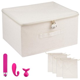 Lockable Adult Toy Bag,15.8 x 11.8 x 7.9 In Storage Organizer Toy Bag with 4 Drawstring Bags,Storage Bins Case with Zipper for Adult Toys Lock Box for Women and Men Clothes Container