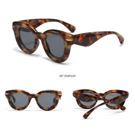 willochra Oversized Cat Eye Sunglasses for Women Cute Oval Thick Frame Cateye Sun Glasses Chic Retro Style Shades (leopard)