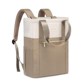 LOVEVOOK Laptop Backpack for Women, 15.6’’ Laptop Bag for Women Tote Bag Convertible, Lightweight Travel Backpack for College, Wide Open Work Backpack for Nurse Teacher Water-resistant Khaki