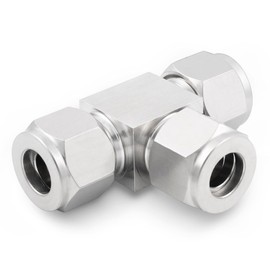 Yoebor Stainless Steel 304 Compression Tube Fitting Tee Union 4mm OD x 4mm OD x 4mm OD 3-Way Connector, Pack of 2