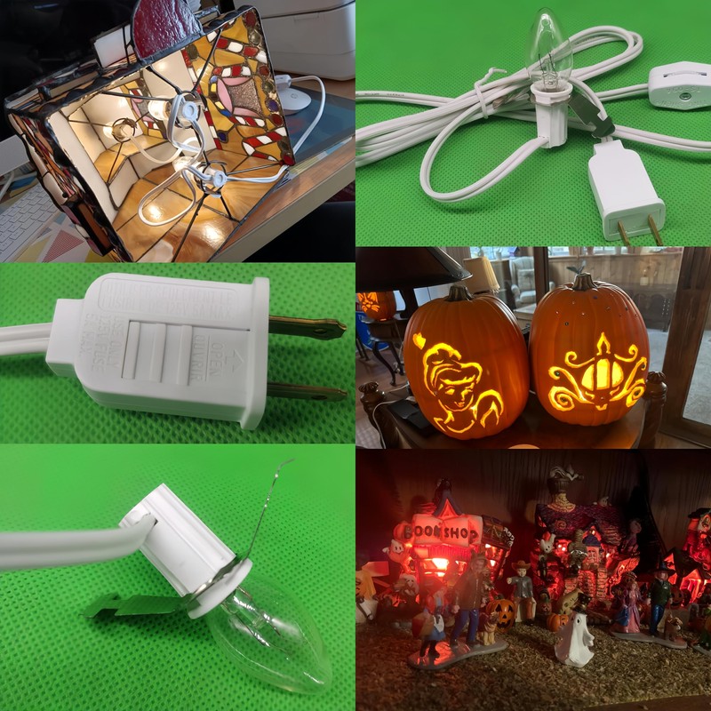White Single Bulb Light Cord C7 Accessory Cord for Christmas