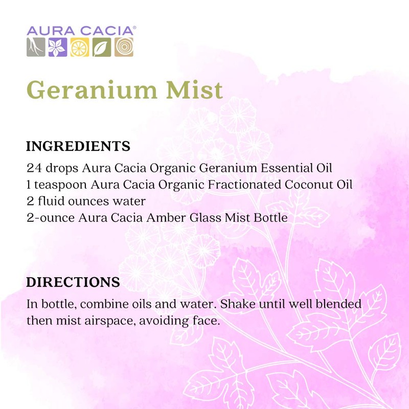 Aura Cacia 100% Pure Geranium Essential Oil | Certified Organic,