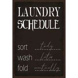 AGDeko® Holzschild laundry schedule sort tody wash Größe 30x20 cm