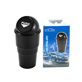 AISIBO Mini Auto Car Garbage Can Automotive Vehicle Rubbish Bins, Small Trash Can Cup Holder for Bedroom Office Desk Home (Black 1 Pack)
