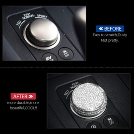 PIFOOG for Lexus Interior Accessories Bling Variable Speed Switch Knob Cover Driving Mode Rhinestone Crystal Decals for Lexus ES GS ES200 ES250 GS300 GS350 Silver (Speed button Big)
