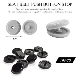 Gasedin 10 Sets Seat Belt Button Stop, Snap-On Plastic Seatbelt Stopper No Welding Required, Safety Seat Belt Stopper Spacing Limit Buckle Clip Retainer, Interior Car Accessories (Gray)