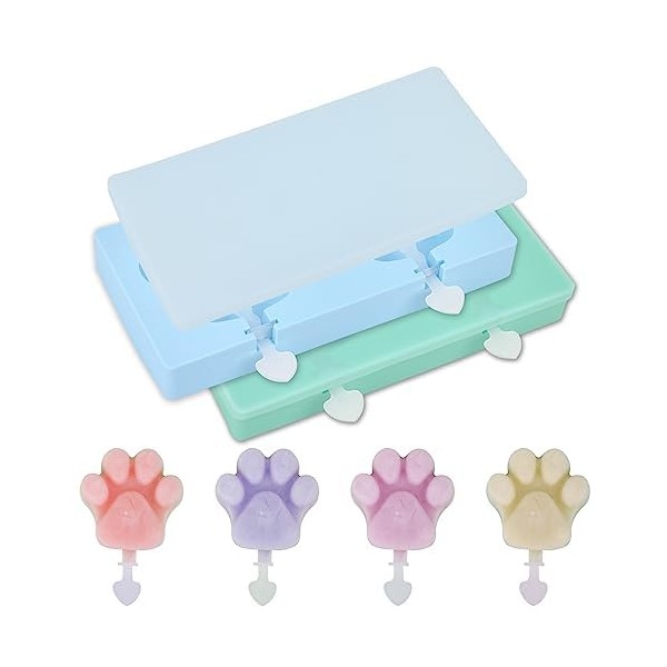 Popsicle Molds Set of 2, Homemade Silicone Popsicle Molds 4-cavity,