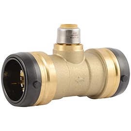 SharkBite 1-1/2 Inch x 1-1/2 Inch x 1/2 Inch Reducing Tee, Push To Connect Brass Plumbing Fitting, PEX Pipe, Copper, CPVC, PE-RT, HDPE, UXL08414116