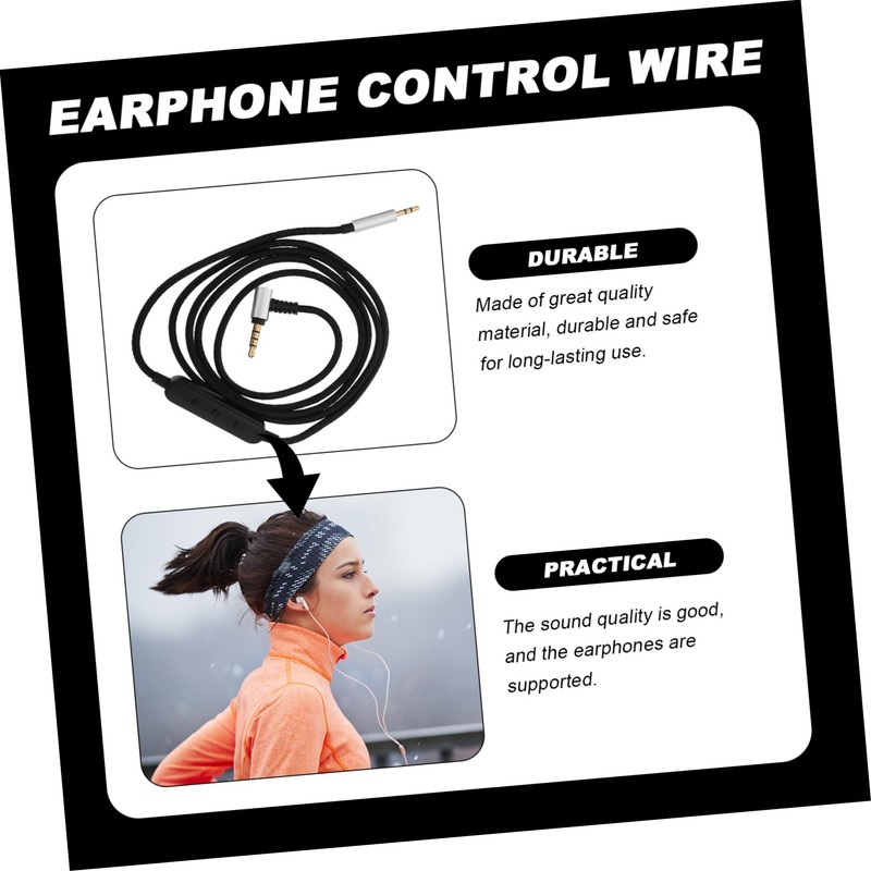 KICHOUSE 1pc Headphone Audio Cable Line Control Compatible Connector Replacement