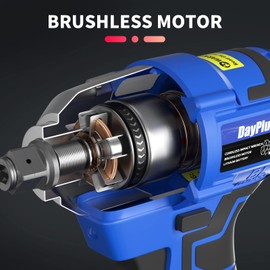 21V Cordless Electric Impact Wrench,3-IN-1 Brushless 1/2 Impact Gun,Max Torque 420Nm Impact Drill with 2×6.0Ah Li-ion Batteries 4 Sockets 5 Drill Bits 7 Screwdriver Bits,Variable Speed,for Car Tires