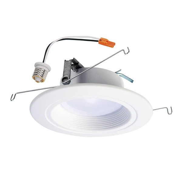 HALO RL Series 5/6 inch Recessed LED Light – Retrofit Ceiling & Shower Downlight, Baffle White Trim, Selectable CCT (2700K-5000K), 600 Lumens