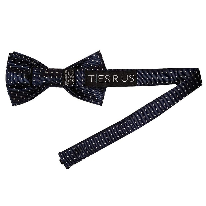 TIES R US Hand Made Navy And White Polka Dot