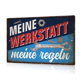 Putuo Decor Workshop Rules Metal Sign - My Workshop My Rules Vintage Aluminum Sign for Garage & Man Cave