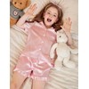 Arshiner Girls Pajamas Silk Satin Pajama Set 2 Piece Button