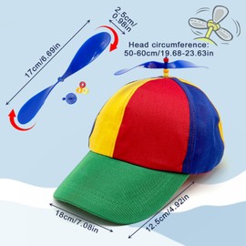 UILYNIU Propeller Hat for Adults Children Colourful Patchwork Hat Funny Hats Helicopter Cap Festival Hat Sun Protection Baseball Cap with Propeller Colourful Propeller Hat for Outdoor Parties