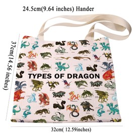 PXTIDY Type Of Dragon Tote Bag Dragon Knowledge Shoulder Bag Dragon Tribes For Dragon Lovers Darkstalker Bag