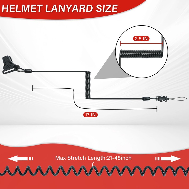 Coiled Lanyard,Hard Hat Lanyard with Clamp End,Hard Hat Tether,No Snag