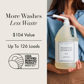The Laundress Luxury Laundry Detergent, Gallon Pump, 126 Loads, Scented Signature Classic Fragrance, Concentrated Triple Enzyme Deep Cleaning and Targeted Stain Remover, 96% USDA Biobased Product