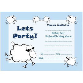 Artstore Sheep Birthday Party Invitations With White Envelopes - Pack of 15