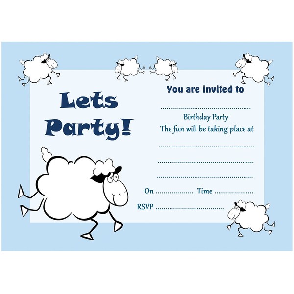 Artstore Sheep Birthday Party Invitations With White Envelopes - Pack