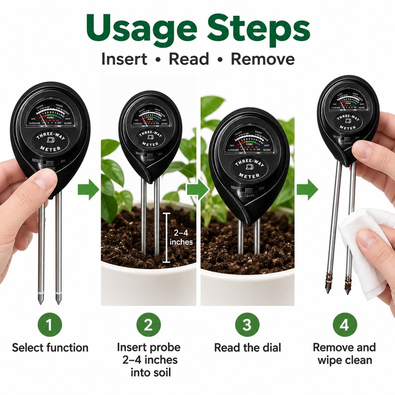 3-in-1 Soil Moisture, pH & Light Meter for Plants –