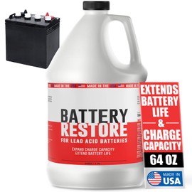 Battery Restore For Lead Acid Batteries - Made In USA - 64oz Formulated Desulfator Extends Battery Life & Expands Charge Capacity - Non-Toxic Safe & Effective For Golf Carts, Motorcycles, Boats & ATVs