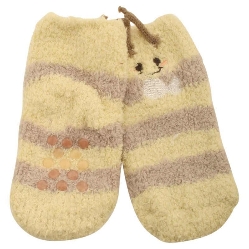 Atino Baby 2 Pack Fun Animal Socks with Grippers Bee