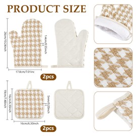 TWINKLEMON 4PCS Oven Mitts and Pot Holders Sets Heat Resistant Oven Mitts with Pothholder Thick Kitchen Oven Gloves and Pot Holders Pads for Cooking Baking - 2 Kitchen Mittens are for The Right Hand
