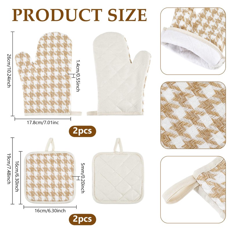 TWINKLEMON 4PCS Oven Mitts and Pot Holders Sets Heat Resistant