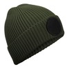 Beechfield B332 Round Fashion Patch Beanie Hat, Olive Green/Black