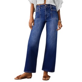 Astylish Womens Jeans High Waisted Straight Leg Loose Stretchy Tummy Control Trendy Jean for Women 2025 Navy Blue Size 14