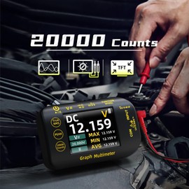 BSIDE Digital Multimeter Messgerät 20000 Zähler mit Aufzeichnungsmodus Taschenmultimeter TRMS Wiederaufladbar 1000V mit Farb-LCD und Standfuß, Spannung Millivolt AC Peak Kapazität Temperatur Messen