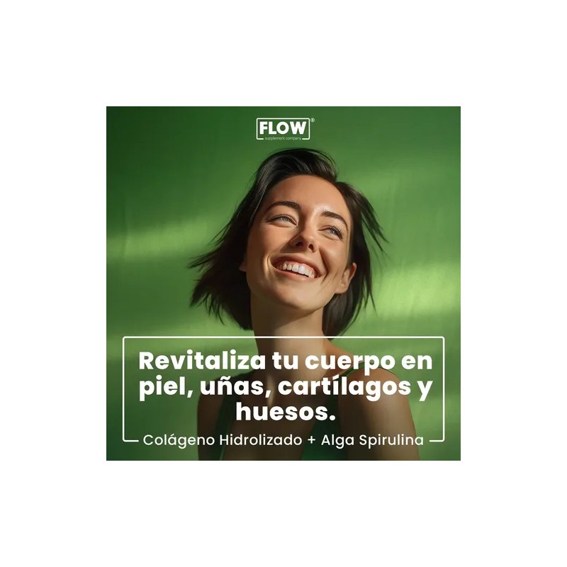 Colágeno Hidrolizado Con Spirulina 500 Grs Flow Sabor Menta -