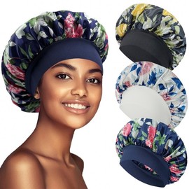 Women's Printed Satin Sleeping Cap & Sauna Hair Protection Cap, Free Size for Daily Home Use (Elastic) Color No. 25 30ea