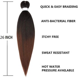 FLWAL 66 Inch (66 cm) Pre-Stretched Braiding Hair Braids Hair 6 Packs Yaki Texture Easy Crochet Hair Extensions, Kanekalon Braiding Hair Natural Braiding Hair Extensions for Black Women (1B/30#)