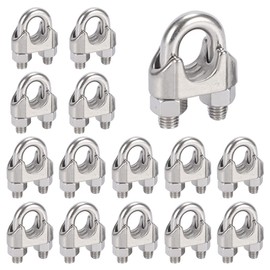 M6 Wire Rope Clamp, Pack of 16 Rope Clamps, Stainless Steel 304 Bow Clamps, Rope Clamp for Wire Ropes, Ropes, Diameter 6 mm